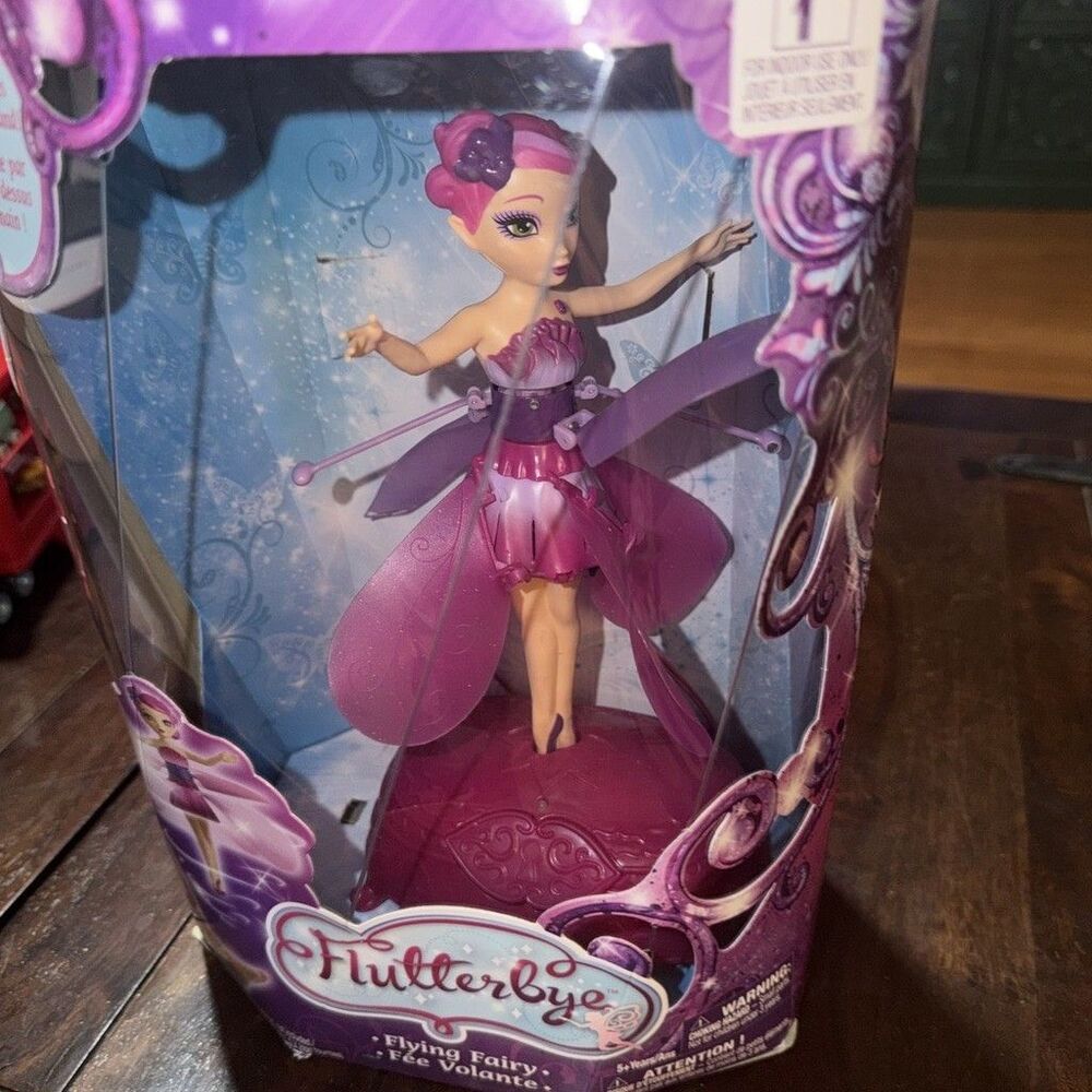 Flutterbye Flying Fairy Hot Pink Hair Spin Master Blue Purple Retired IN BOX